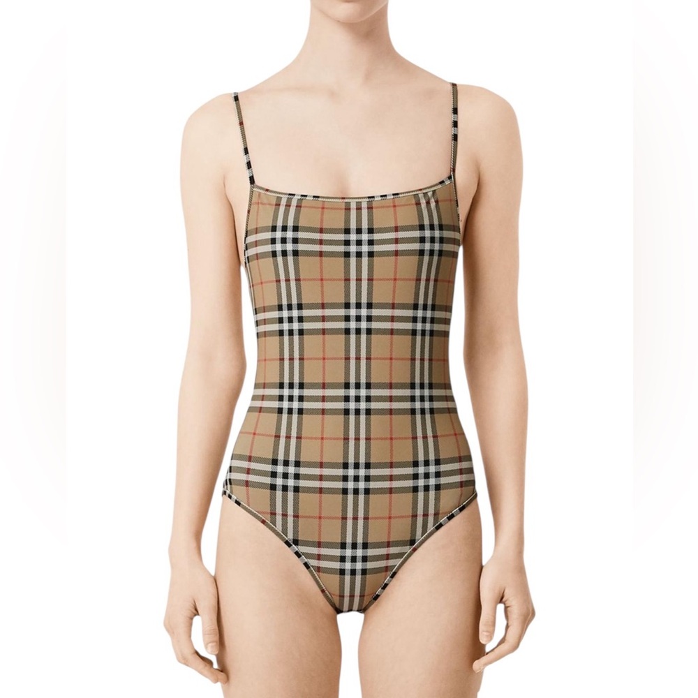 Burberry Beige Check One Piece Swimsuit